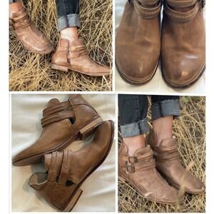 Free People Braeburn Ankle Bootie Tobacco Leather Women's 36 US 6 Brown